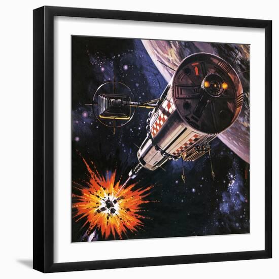 War in Outer Space, as Envisaged in 1977-Gerry Wood-Framed Giclee Print