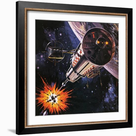 War in Outer Space, as Envisaged in 1977-Gerry Wood-Framed Giclee Print