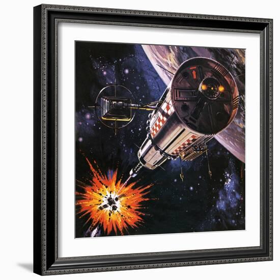 War in Outer Space, as Envisaged in 1977-Gerry Wood-Framed Giclee Print