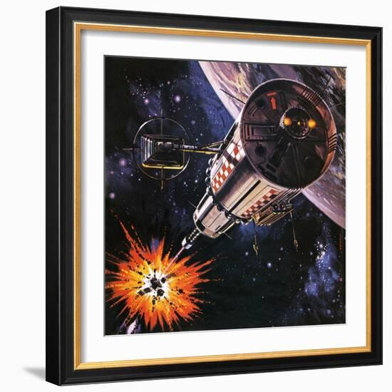 War in Outer Space, as Envisaged in 1977-Gerry Wood-Framed Giclee Print