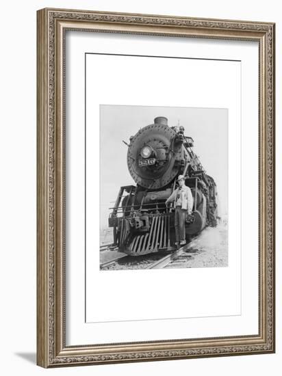 War Information Photographer Jack Delano and Train-Jack Delano-Framed Art Print