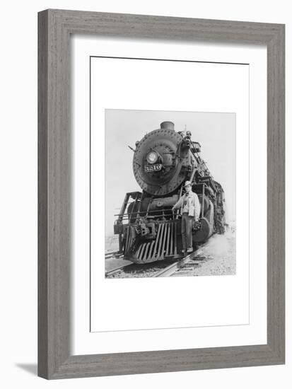 War Information Photographer Jack Delano and Train-Jack Delano-Framed Art Print