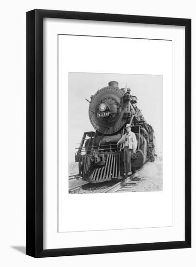 War Information Photographer Jack Delano and Train-Jack Delano-Framed Art Print