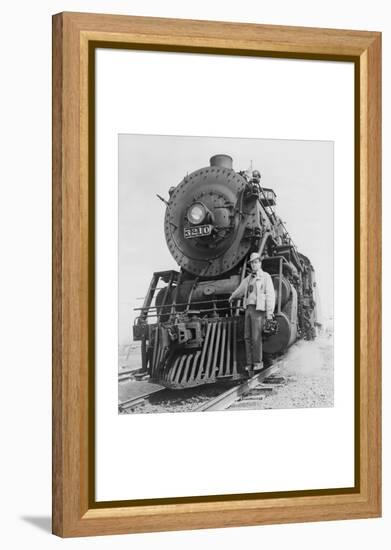 War Information Photographer Jack Delano and Train-Jack Delano-Framed Stretched Canvas