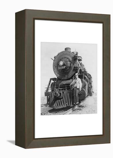 War Information Photographer Jack Delano and Train-Jack Delano-Framed Stretched Canvas