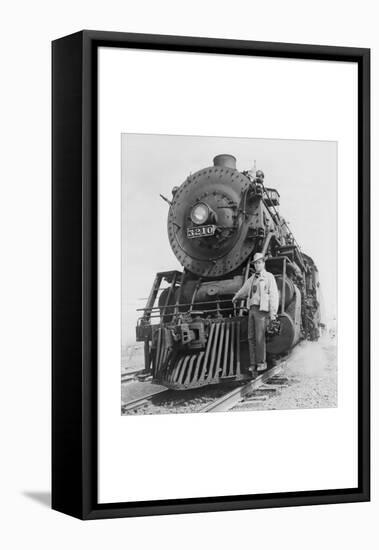 War Information Photographer Jack Delano and Train-Jack Delano-Framed Stretched Canvas