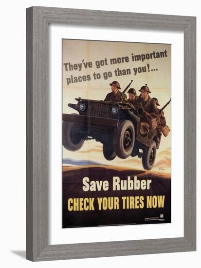 War Information poster, Save Rubber, National Museum of American History, Archives Center-null-Framed Art Print