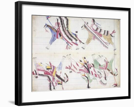 War Party Coming Home, Illustration from the 'Black Horse Ledger', 1877-79-null-Framed Giclee Print