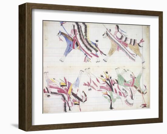 War Party Coming Home, Illustration from the 'Black Horse Ledger', 1877-79-null-Framed Giclee Print