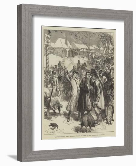 War Preparations in Russia, Impressing Waggons and Horses for Army Transport at Novoselitza-Charles Robinson-Framed Giclee Print