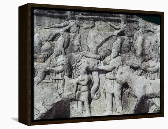 War Scene with Elephants, Detail from Relief on Arch of Galerius, Ca 297-null-Framed Premier Image Canvas