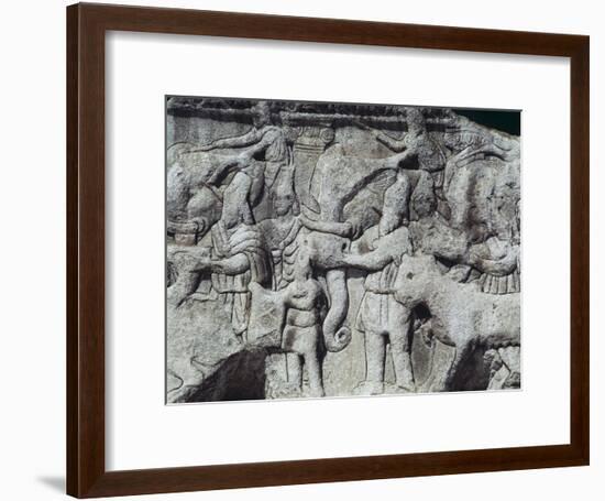 War Scene with Elephants, Detail from Relief on Arch of Galerius, Ca 297-null-Framed Giclee Print