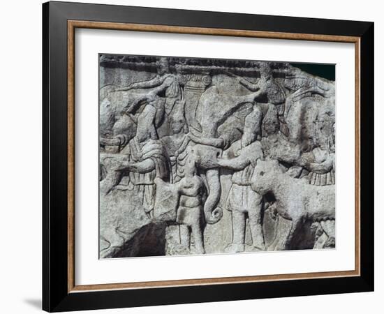 War Scene with Elephants, Detail from Relief on Arch of Galerius, Ca 297-null-Framed Giclee Print