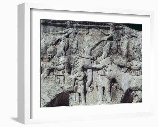 War Scene with Elephants, Detail from Relief on Arch of Galerius, Ca 297-null-Framed Giclee Print