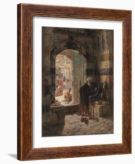 Warden of the Mosque, Damascus, 1891 (Oil on Panel)-Gustave Bauernfeind-Framed Giclee Print