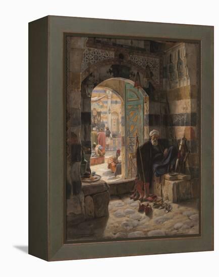 Warden of the Mosque, Damascus, 1891 (Oil on Panel)-Gustave Bauernfeind-Framed Premier Image Canvas