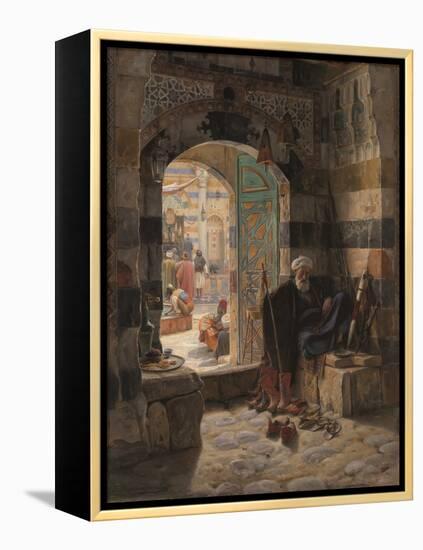 Warden of the Mosque, Damascus, 1891 (Oil on Panel)-Gustave Bauernfeind-Framed Premier Image Canvas