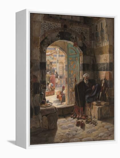 Warden of the Mosque, Damascus, 1891 (Oil on Panel)-Gustave Bauernfeind-Framed Premier Image Canvas