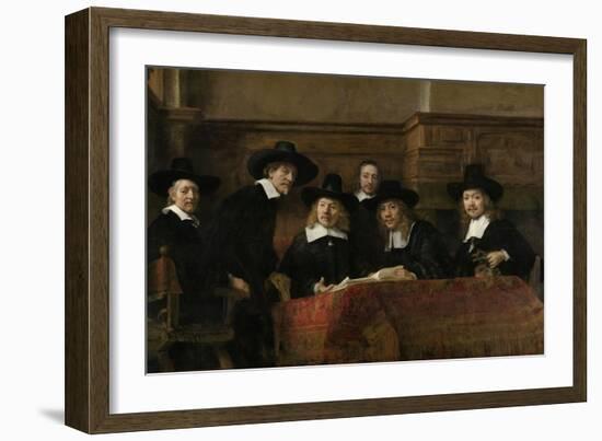 Wardens of the Amsterdam Drapers Guild-Rembrandt van Rijn-Framed Art Print