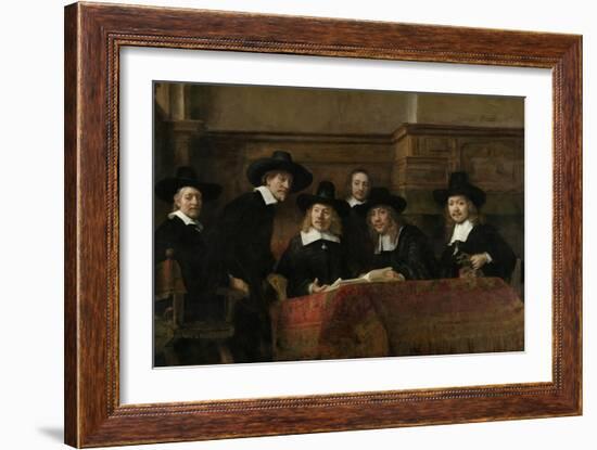 Wardens of the Amsterdam Drapers Guild-Rembrandt van Rijn-Framed Art Print