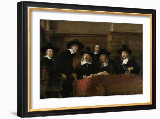 Wardens of the Amsterdam Drapers Guild-Rembrandt van Rijn-Framed Art Print