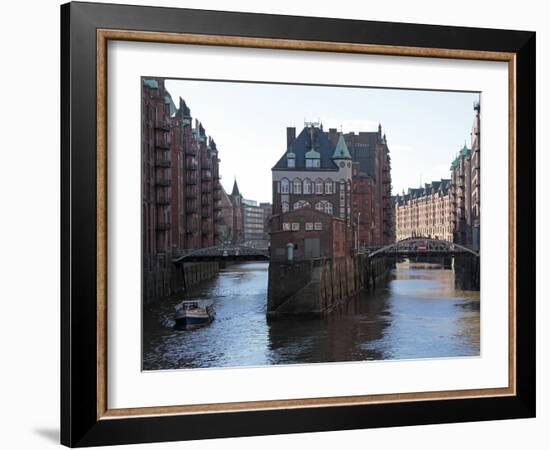 Warehouse District at Poggenmuhle, Hamburg, Germany, Europe-Hans Peter Merten-Framed Photographic Print