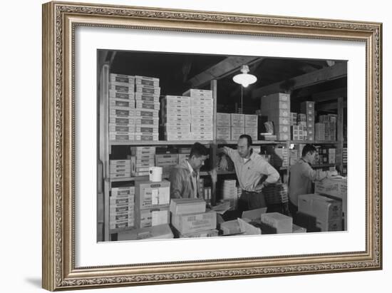 Warehouse, M. Ogi, Manager; S. Sugimoto, Manager of Co-Op; Bunkichi Hayashi-Ansel Adams-Framed Art Print