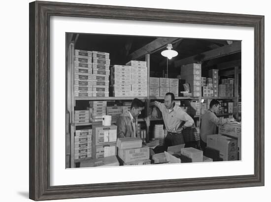 Warehouse, M. Ogi, Manager; S. Sugimoto, Manager of Co-Op; Bunkichi Hayashi-Ansel Adams-Framed Art Print