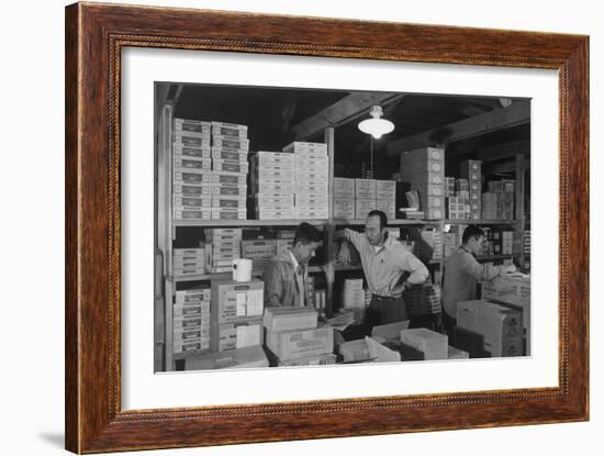 Warehouse, M. Ogi, Manager; S. Sugimoto, Manager of Co-Op; Bunkichi Hayashi-Ansel Adams-Framed Art Print