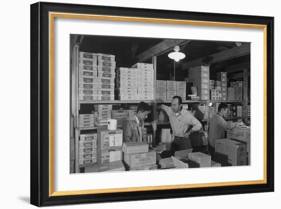 Warehouse, M. Ogi, Manager; S. Sugimoto, Manager of Co-Op; Bunkichi Hayashi-Ansel Adams-Framed Art Print