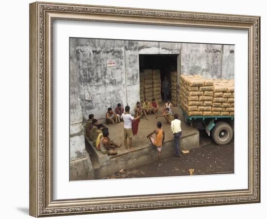 Warehouse Workers Having Rest Break at Carrit Moran & Company's Tea Warehouses at Kolkata Port-Eitan Simanor-Framed Photographic Print