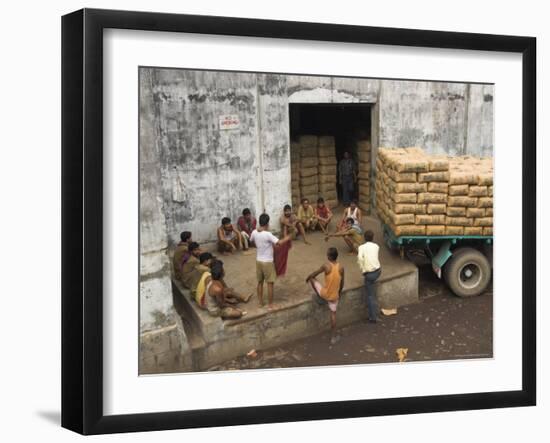 Warehouse Workers Having Rest Break at Carrit Moran & Company's Tea Warehouses at Kolkata Port-Eitan Simanor-Framed Photographic Print