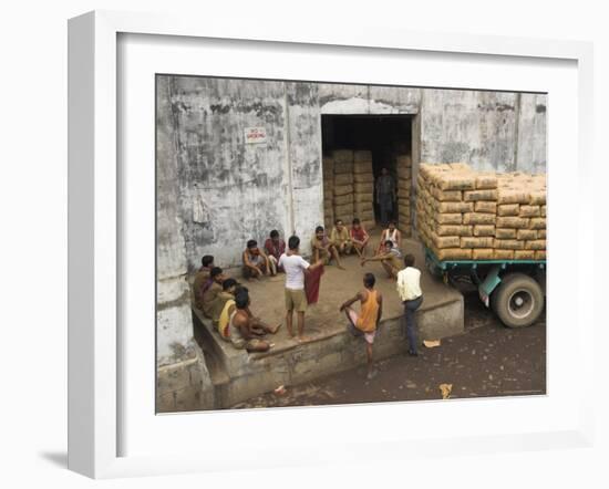 Warehouse Workers Having Rest Break at Carrit Moran & Company's Tea Warehouses at Kolkata Port-Eitan Simanor-Framed Photographic Print