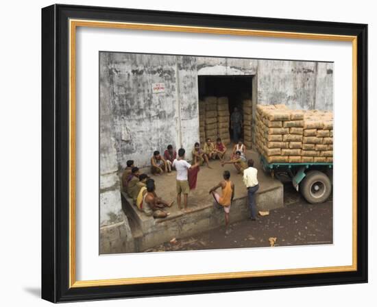 Warehouse Workers Having Rest Break at Carrit Moran & Company's Tea Warehouses at Kolkata Port-Eitan Simanor-Framed Photographic Print