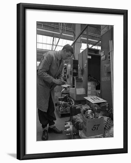 Warehouseman Checking Stock in the Stores at Bestwood Colliery, North Nottinghamshire, 1962-Michael Walters-Framed Photographic Print