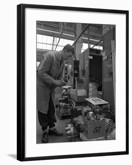 Warehouseman Checking Stock in the Stores at Bestwood Colliery, North Nottinghamshire, 1962-Michael Walters-Framed Photographic Print