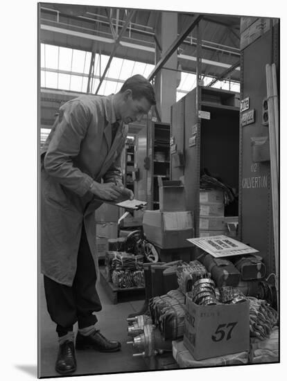 Warehouseman Checking Stock in the Stores at Bestwood Colliery, North Nottinghamshire, 1962-Michael Walters-Mounted Photographic Print