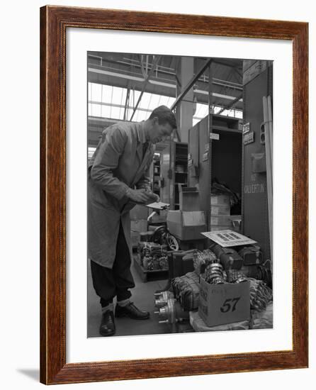 Warehouseman Checking Stock in the Stores at Bestwood Colliery, North Nottinghamshire, 1962-Michael Walters-Framed Photographic Print