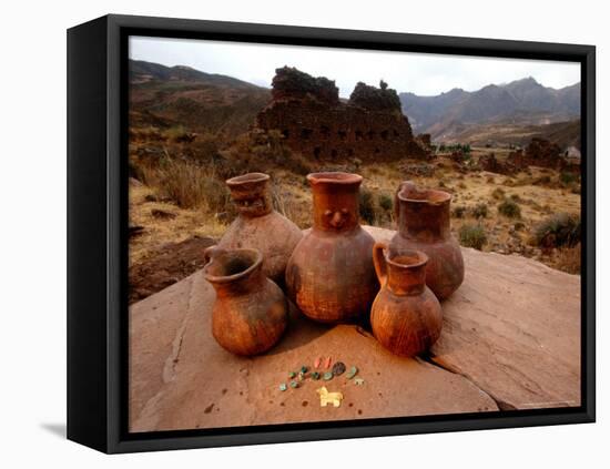 Wari Face Neck Jars and Painted Vessels, Cache, Empires of the Sun, Huari, Peru-Kenneth Garrett-Framed Premier Image Canvas