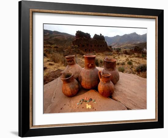 Wari Face Neck Jars and Painted Vessels, Cache, Empires of the Sun, Huari, Peru-Kenneth Garrett-Framed Photographic Print