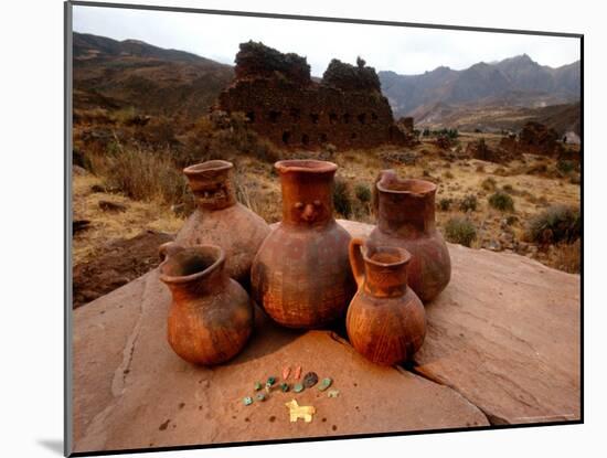 Wari Face Neck Jars and Painted Vessels, Cache, Empires of the Sun, Huari, Peru-Kenneth Garrett-Mounted Photographic Print