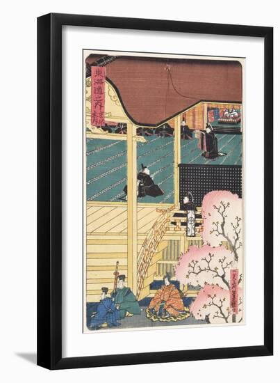 Warlord at Court, Three Samurai Warrior with an Attendant Approaching the Palace, C.1500-null-Framed Giclee Print