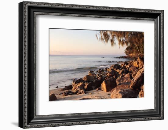 Warm Glow of Sunset on a Boulder-Strewn Beach on Noosa Heads, the Sunshine Coast, Queensland-William Gray-Framed Photographic Print