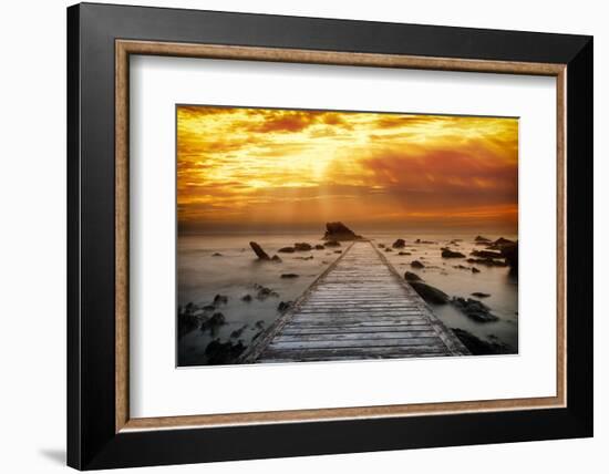 Warm pier at sunset-Marco Carmassi-Framed Photographic Print