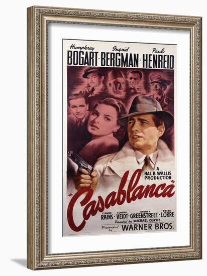 Warner Brothers Poster for the Film 'Casablanca', 1942-null-Framed Giclee Print