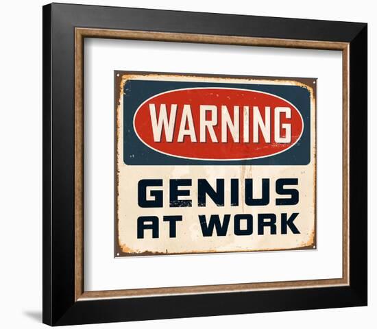 Warning Genius At Work 2-null-Framed Premium Giclee Print