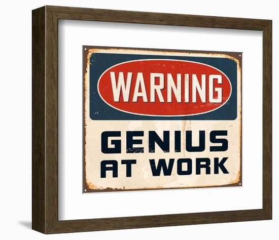 Warning Genius At Work 2-null-Framed Art Print