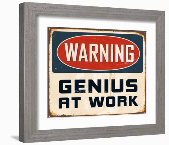 Warning Genius At Work 2-null-Framed Art Print