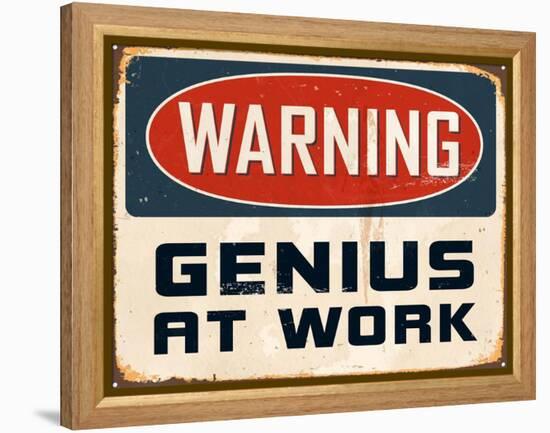 Warning - Genius at Work-Real Callahan-Framed Stretched Canvas