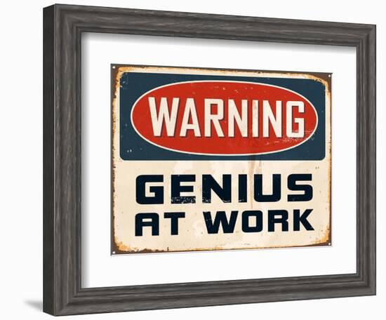 Warning - Genius at Work-Real Callahan-Framed Art Print